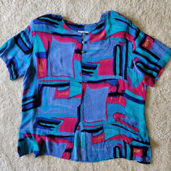 CM Shapes Retro plus size Blouse with shoulder pads size size 2x/3x - Picture 10 of 14